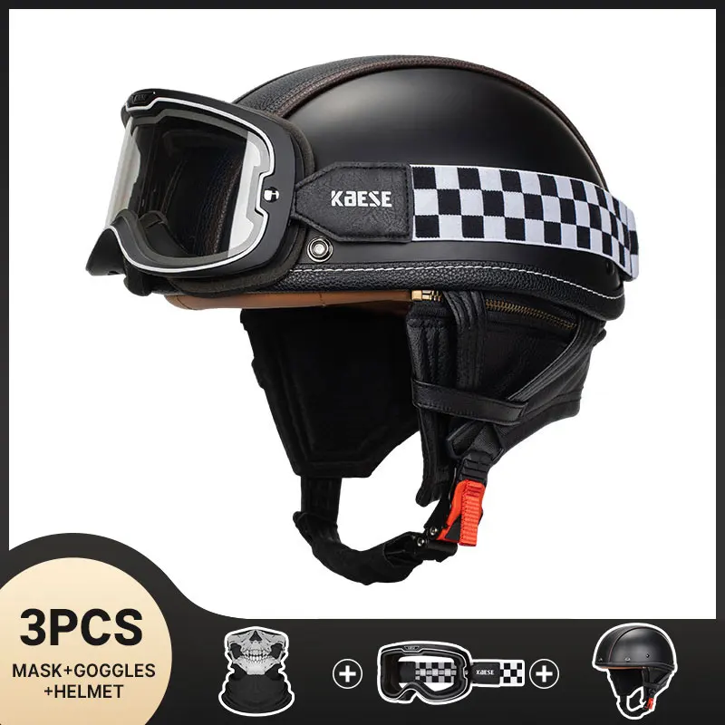 

2024 New Type Retro Motorcycle Helmet Motor Helmet Scooter Vintage Half Face Biker Motorbike Moto Helmet Casco DOT ECE