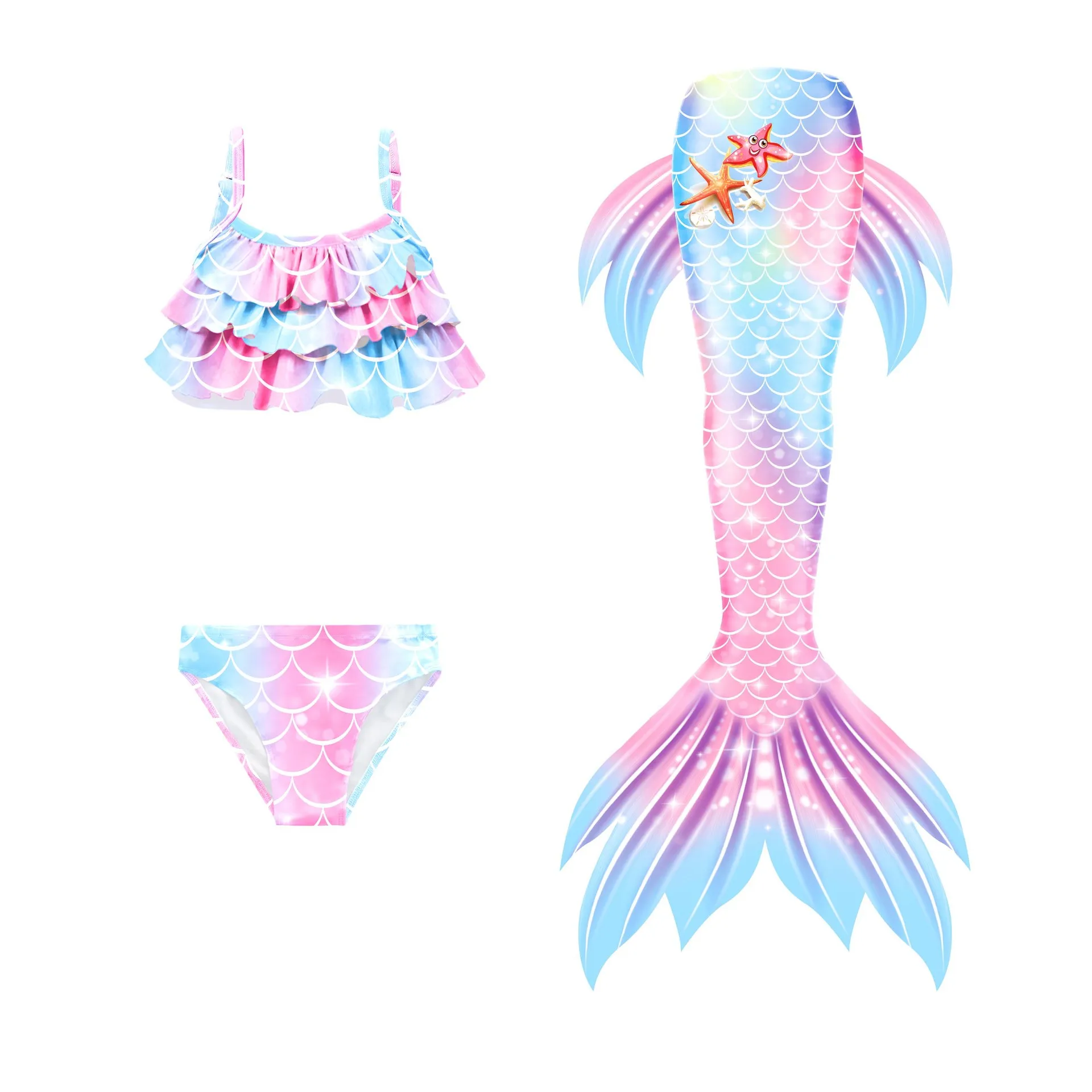 Girls Mermaid Tails Swimming Dresses Halloween Cosplay Costume Beach Clothes Child Mermaid Swimsuit Kids Swimmable Costume Fin