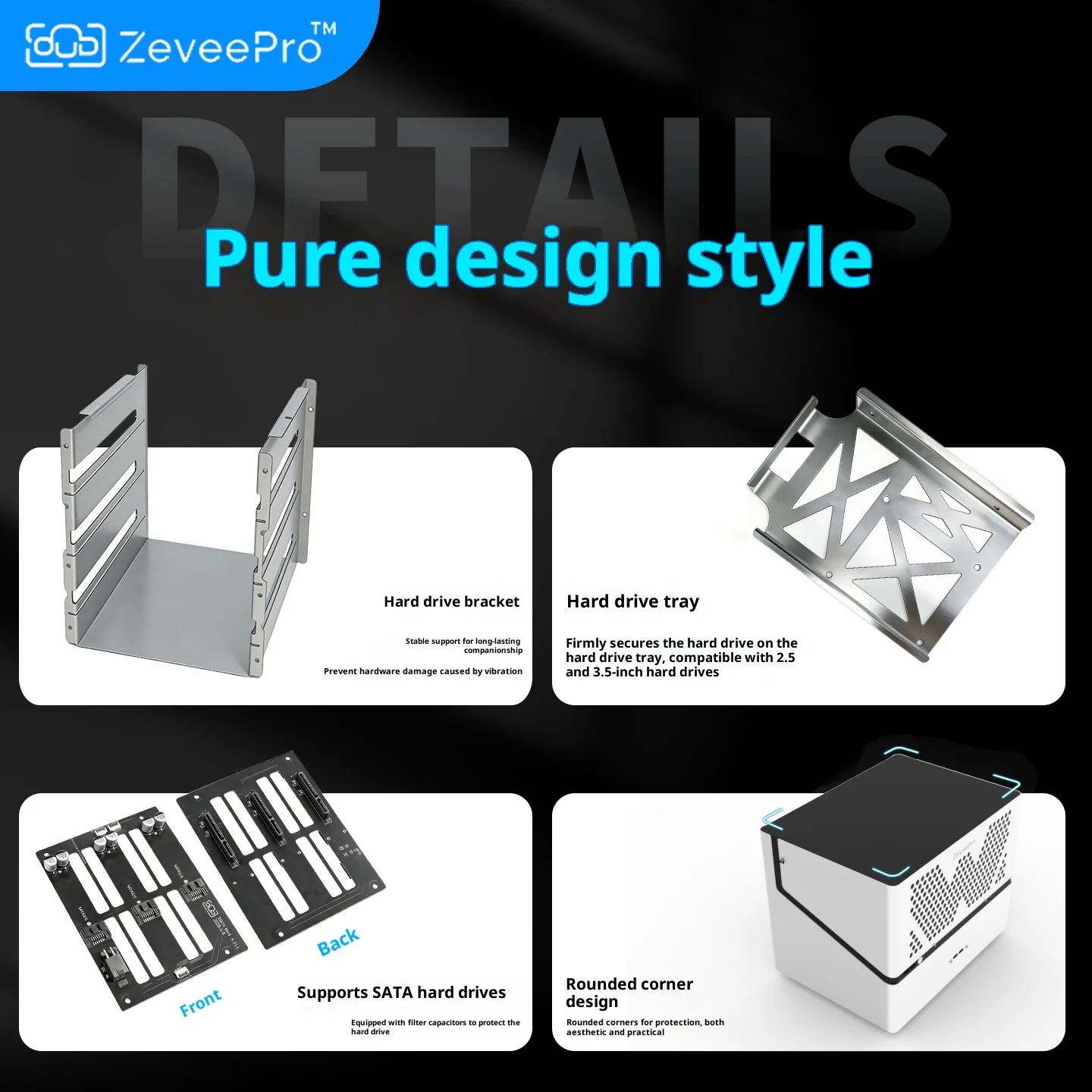 6베이 NAS 케이스 키트(SFX 파워 서플라이 포함) MATX ITX 서버 섀시 핫스왑 백플레인 스토리지 케이스
