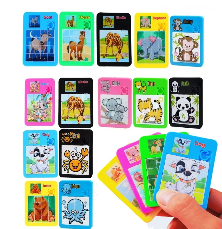12/24PCS Puzzle Moving Sliding Early Education Animal Children's Jigsaw Puzzle Toy School Kindergarten Gift Gifts for Kids Games
