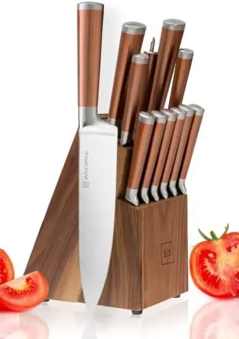 6-Piece Knife Set w/ Magnetic Holder Rose Gold Collection