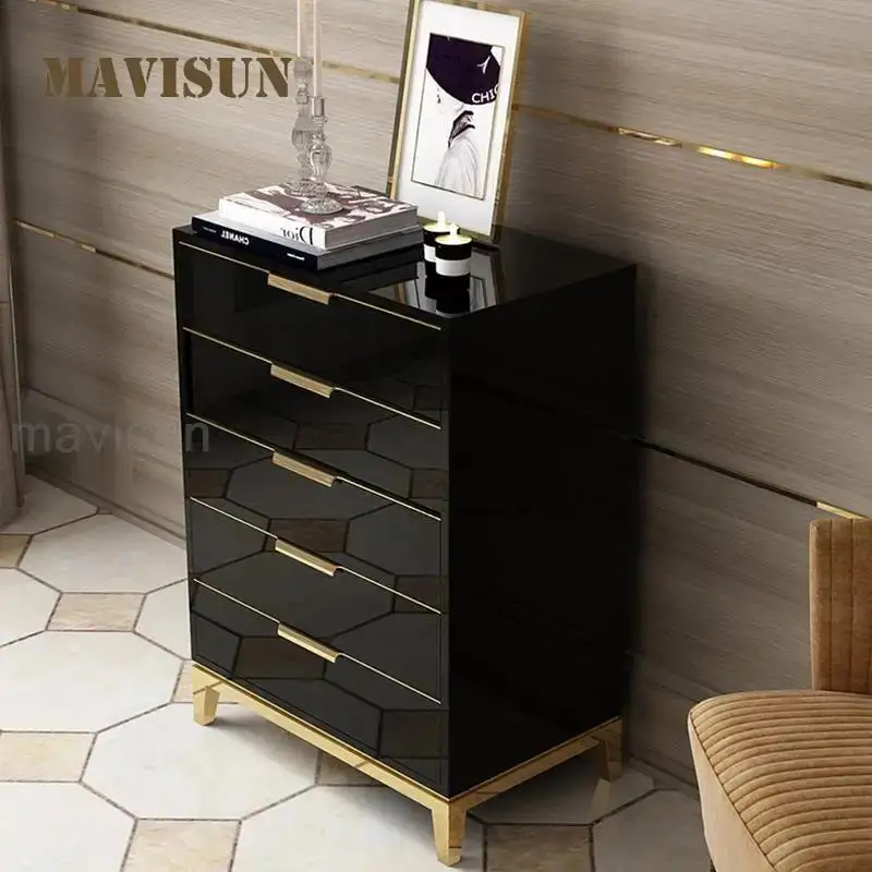 Chest Of Drawers Small Apartment Living Room Storage Cabinet Simple Modern Black Sideboard Hallway Furniture