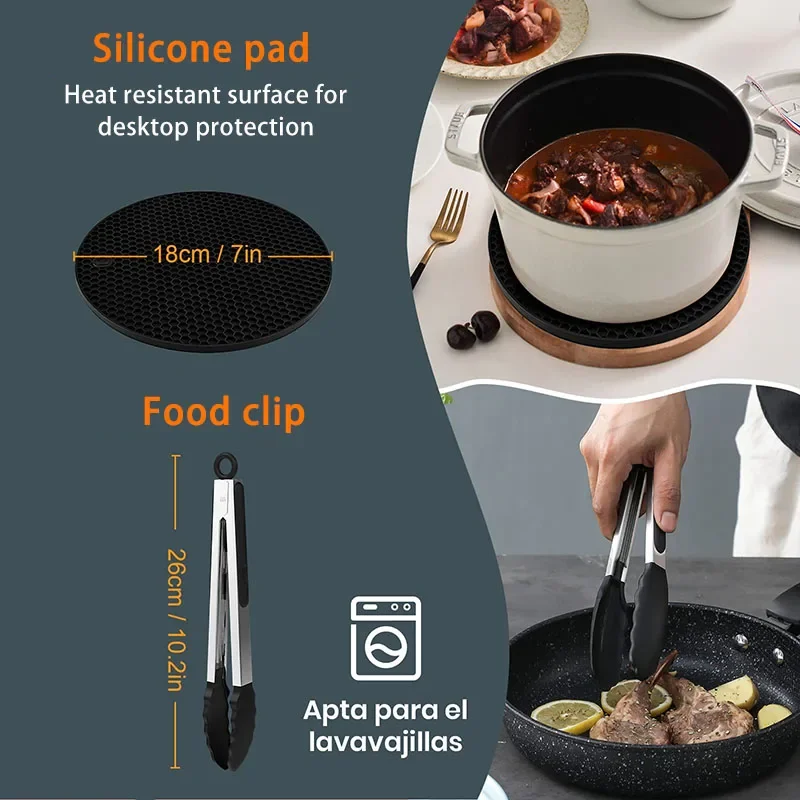 6pcs 9pcs AirFryer Accessories Set 8inch Fit for 5.5L Airfryer Baking Basket Pizza Plate Grill Pot Kitchen Cook Tool For Home 5