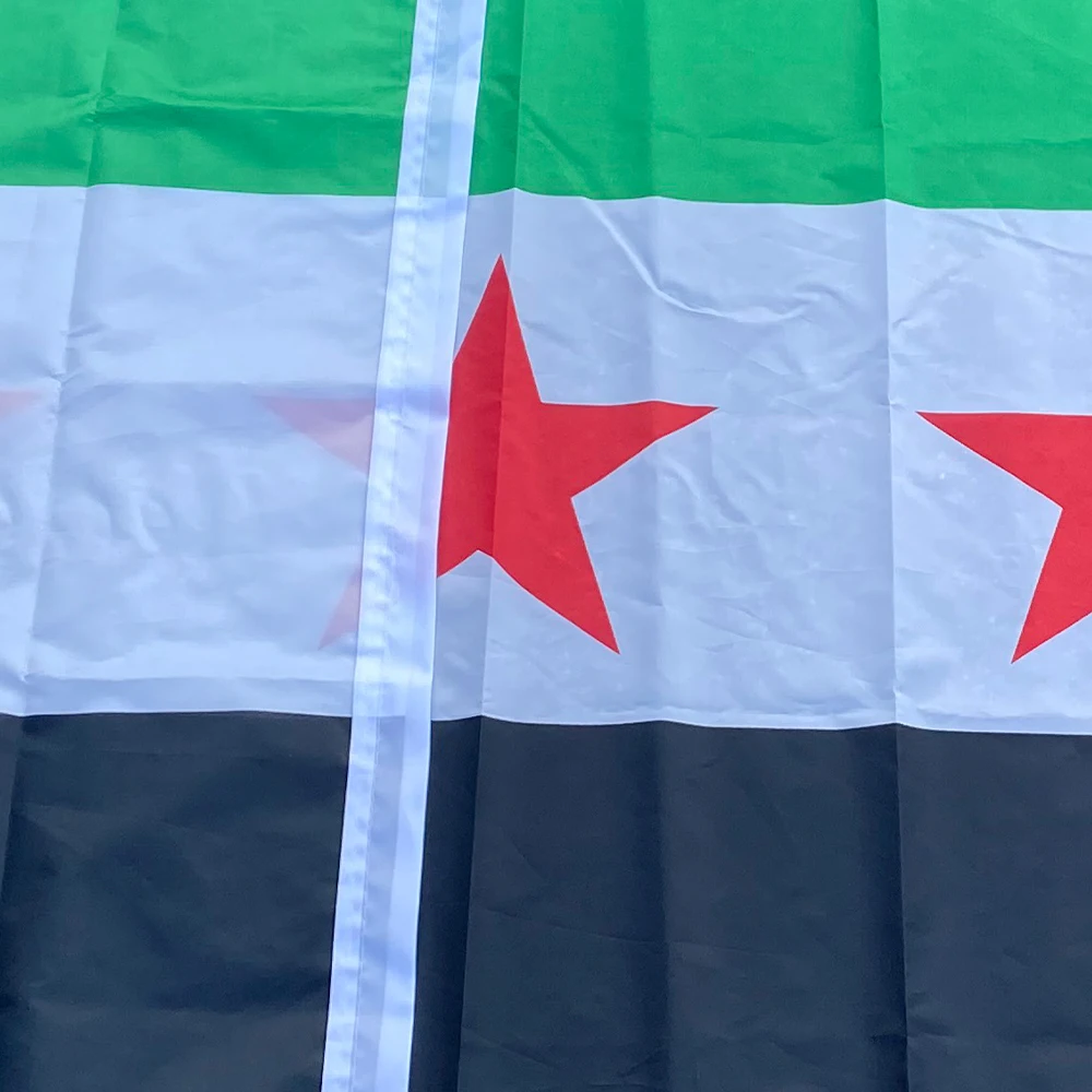 Aerlxemrbrae 90x150cm Syrian Flag - Three Star Design Banner