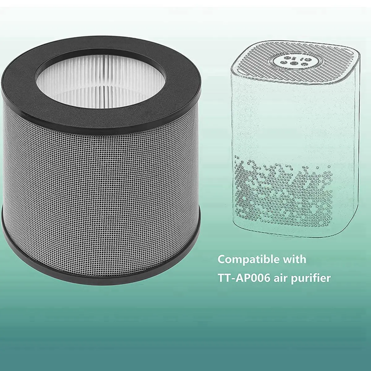2 Pack Replacement Filter for TaoTronics TT-AP006 Air Purifier, 3-In-1 H13 True HEPA Filter and Activated Carbon Filter