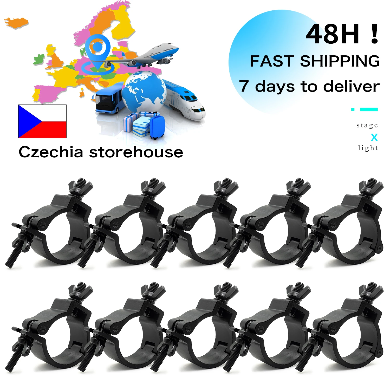 10 Pz/Lotto Stage Light Hook Led Stage Effect Light Clamp Truss Materiale In Alluminio Led Par Moving Head Light Ganci Morsetto Di Sicurezza