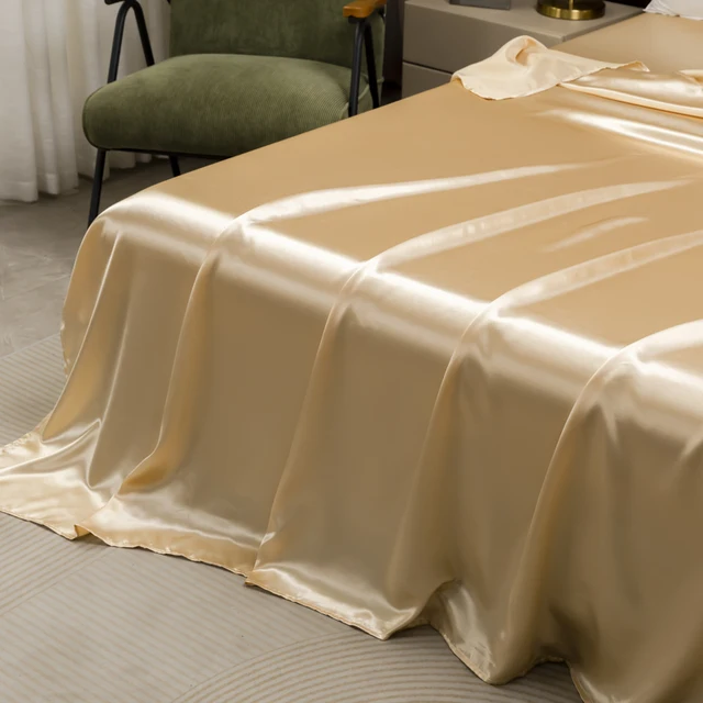 Ensemble de draps et taies d'oreiller en Satin de couleur unie, ensemble de literie luxueux avec un drap soyeux, taille Twin/Full/Queen/King 6