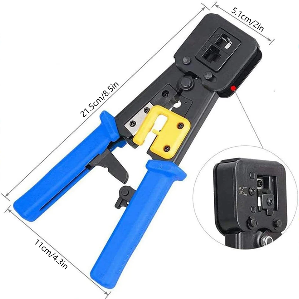 Ferramenta do Friso de Hoolnx Rj45 Passa Através do Descascador do Cortador do Crimper dos Ethernet para Cat5e Cat6 Rj45 Rj12 Regular e Passe da Extremidade Através dos Plugues a - Imagem 4
