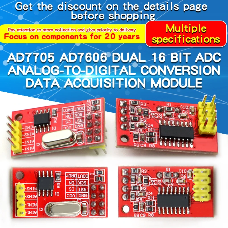 Módulo De Adquisición De Datos AD7606 16 Bits – 8 Canales, Muestreo 200Ksps, Entradas ±5V/±10V