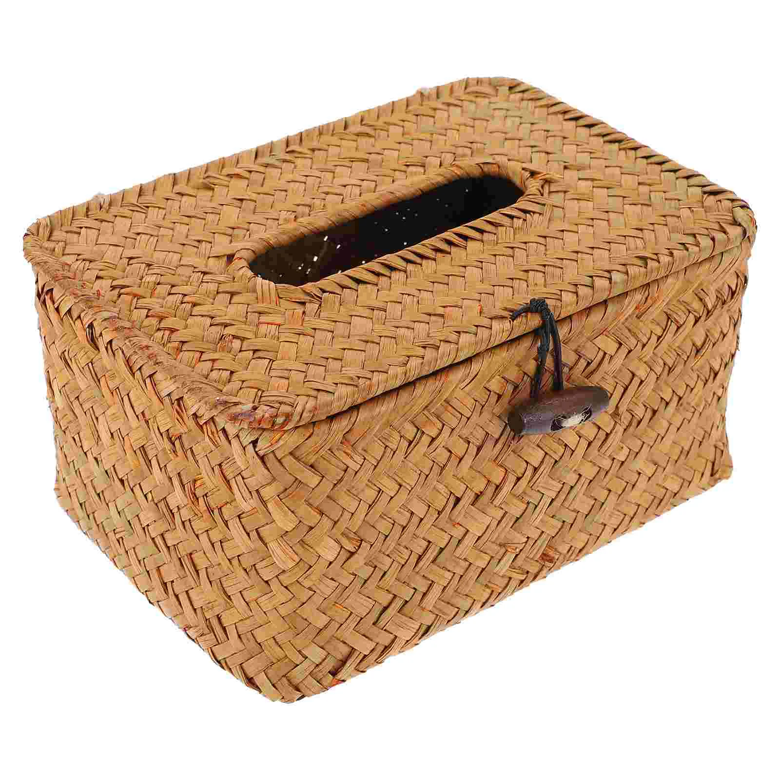 

Rattan Tissue Box Holder Rectangular Woven Tissue Box Cover Wicker Refillable Paper Napkin Dispenser Holder Organizer Box