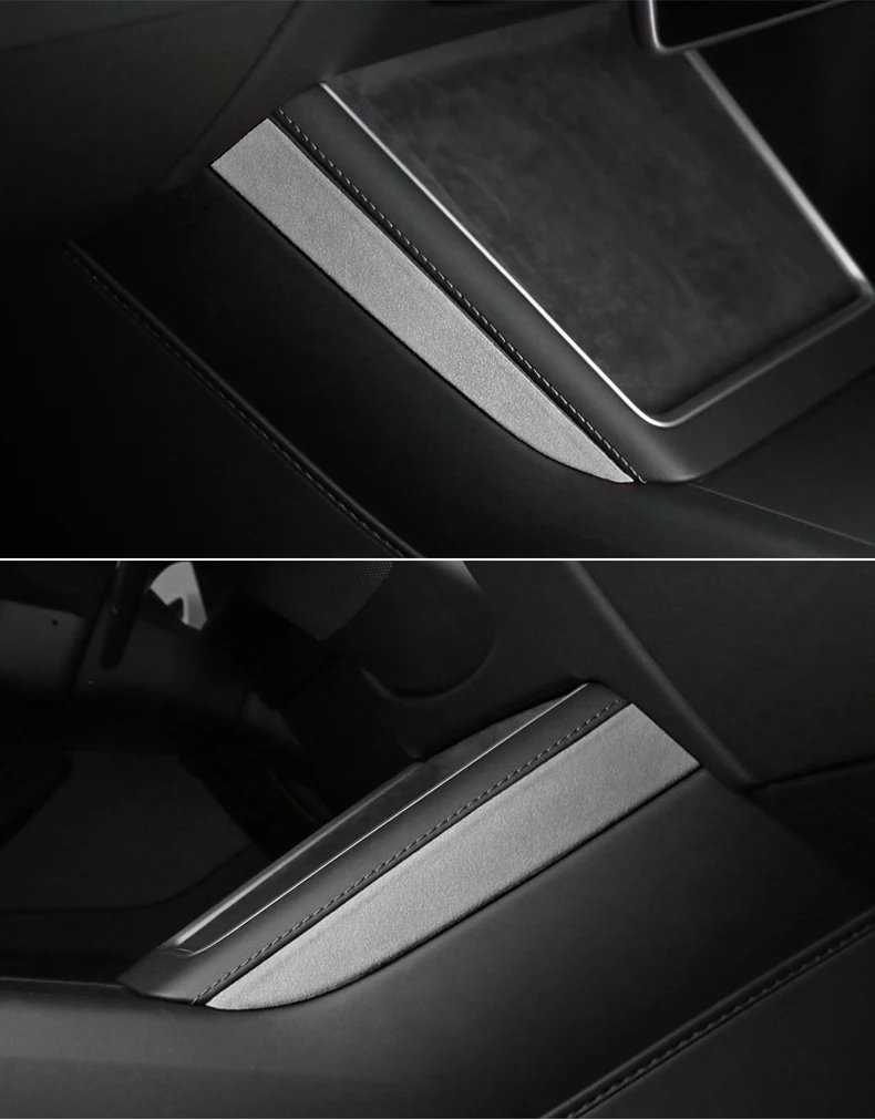 Für Tesla Model 3 Highland 2024 Modell Y Juniper 2025, hergestellt aus Alcantara, Mittelkonsole, Seitenverkleidungsaufkleber, Auto-Innenzubehör – Detail 17