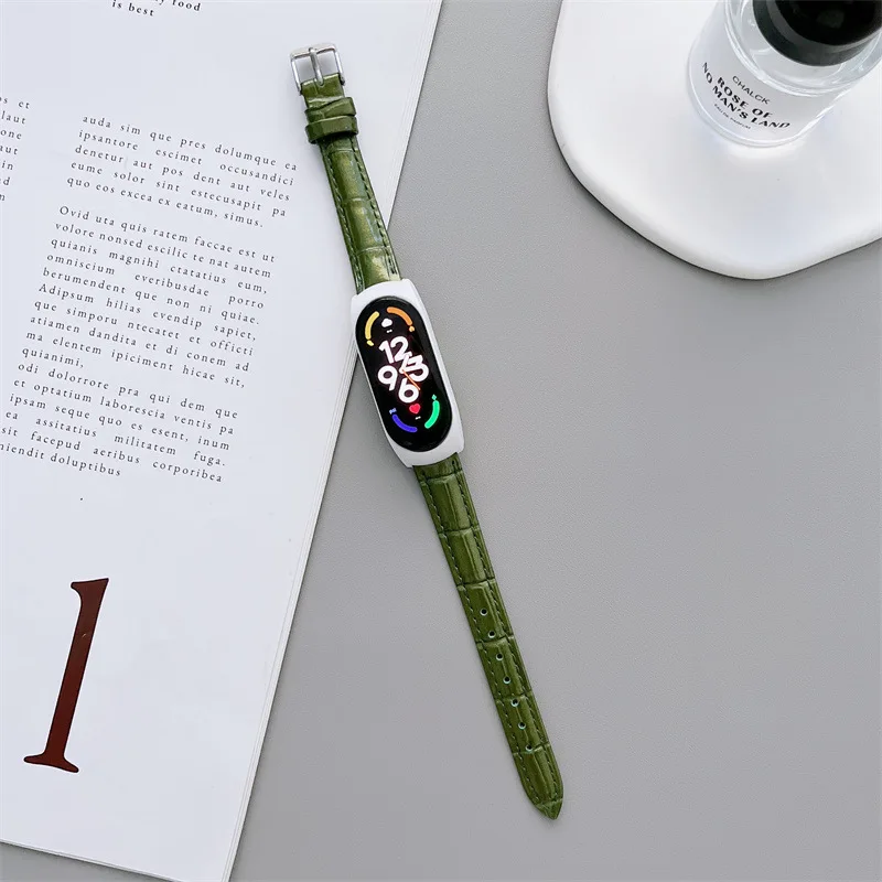 

Кожаный ремешок с крокодиловым узором для Xiaomi Mi Band 5/6, сменный ремешок для Xiaomi Mi Band Series 7, современный ремешок для часов