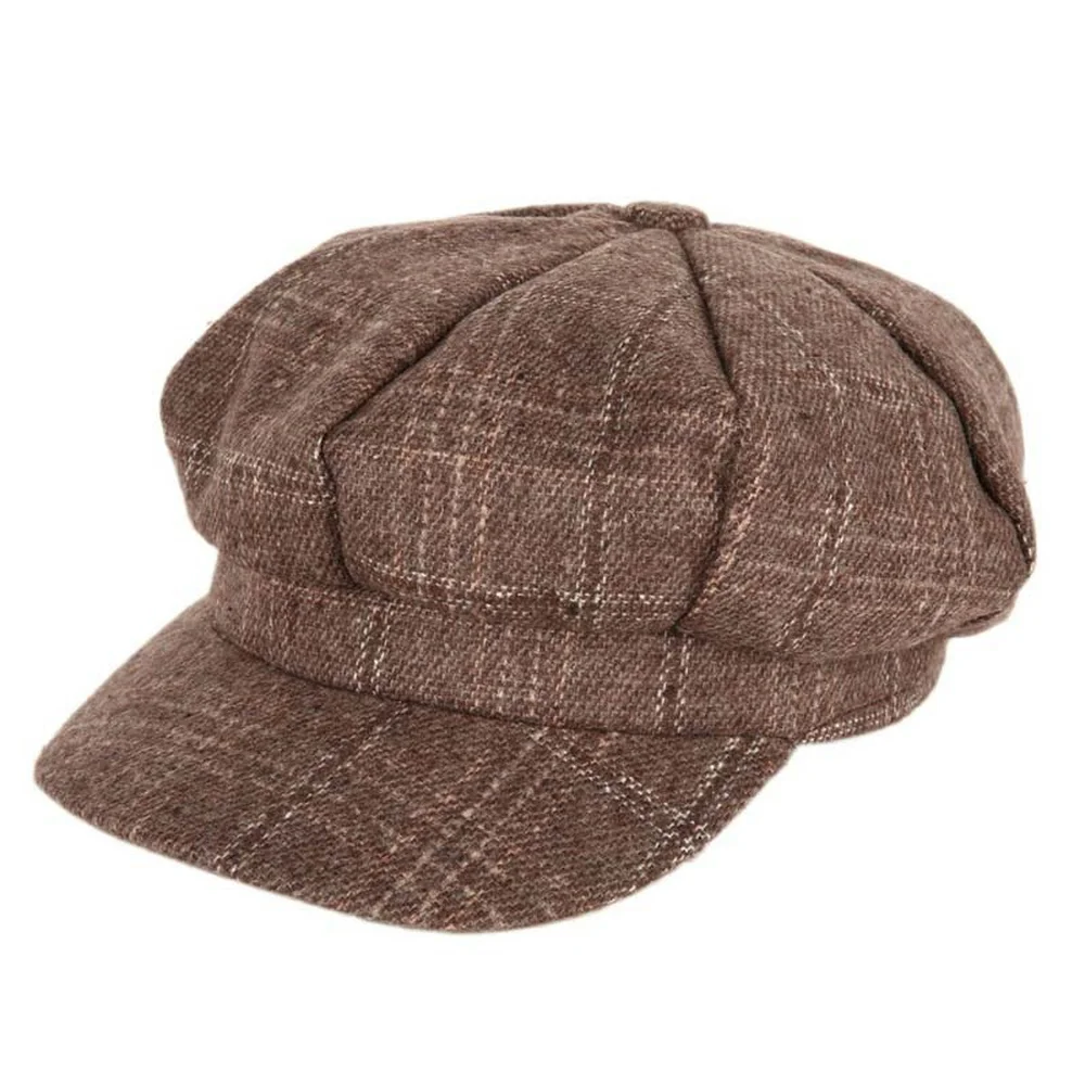 Woolen Hats for Women Vintage Plaid Tweed Gabby Baker Boy Eight Piece Female Beret Spring Autumn NEWSBOY