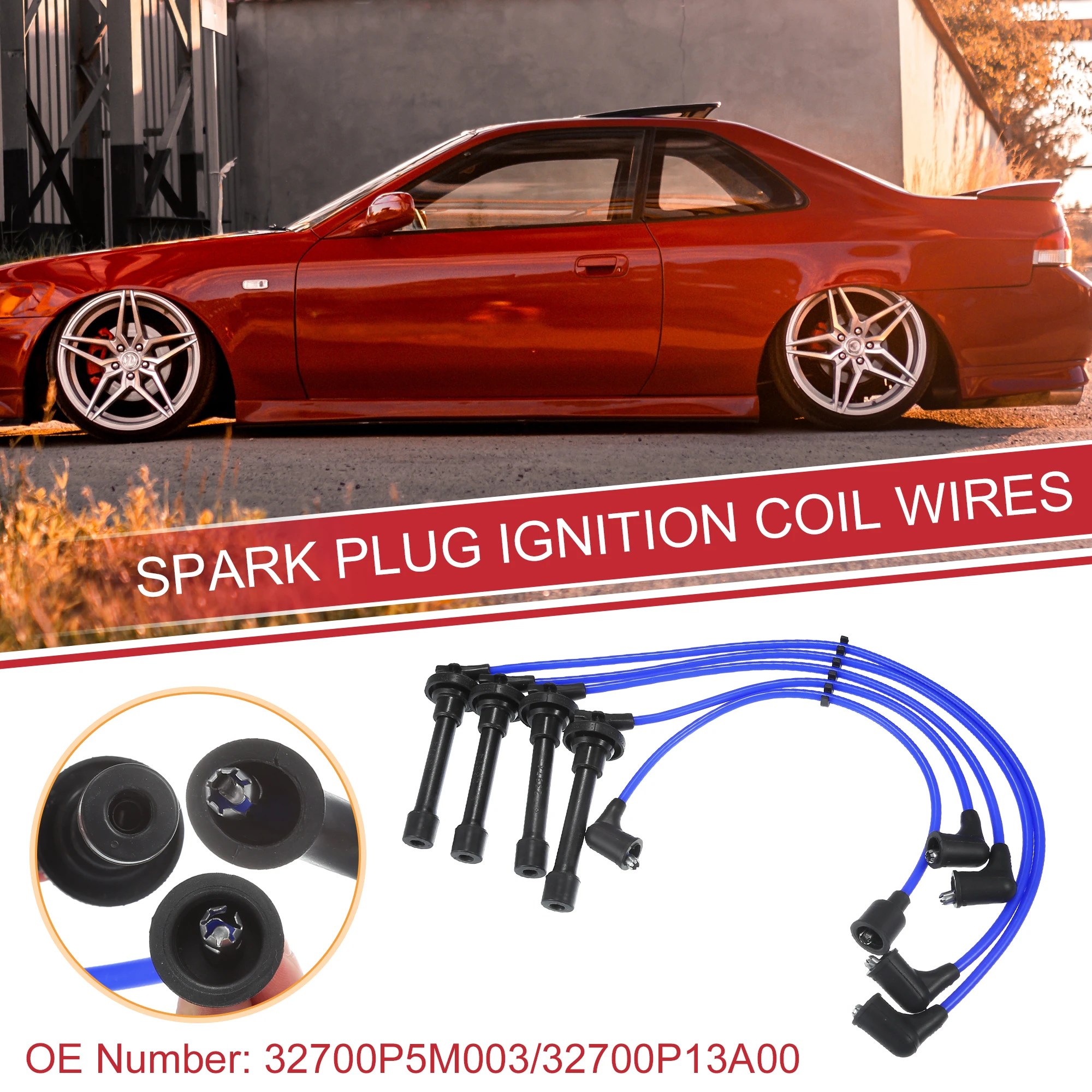Spark Plug Wire Ignition Coil Cable 5pcs No.32700P5M003 for Honda Prelude 93-96 UXCELL
