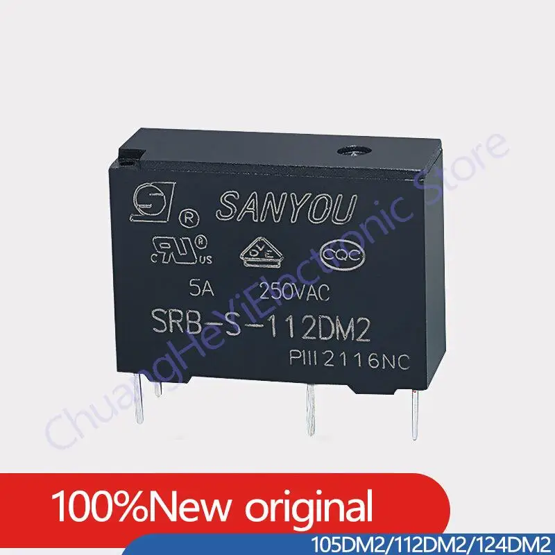SANYOU 릴레이 SRB-S-105DM2 SRB-S-112DM2 4PIN 5V 12V 24VDC 5A250VAC 정상 열림 교체 세트 SRB-S-124DM2