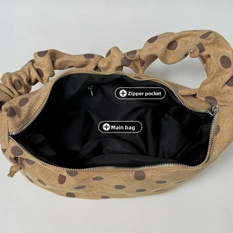 Nuova Borsa a Tracolla alla Moda con Motivo a Pois per Donne, Borsa a Spalla in Pelle PU, Borsa Casual Versatile - immagine 4