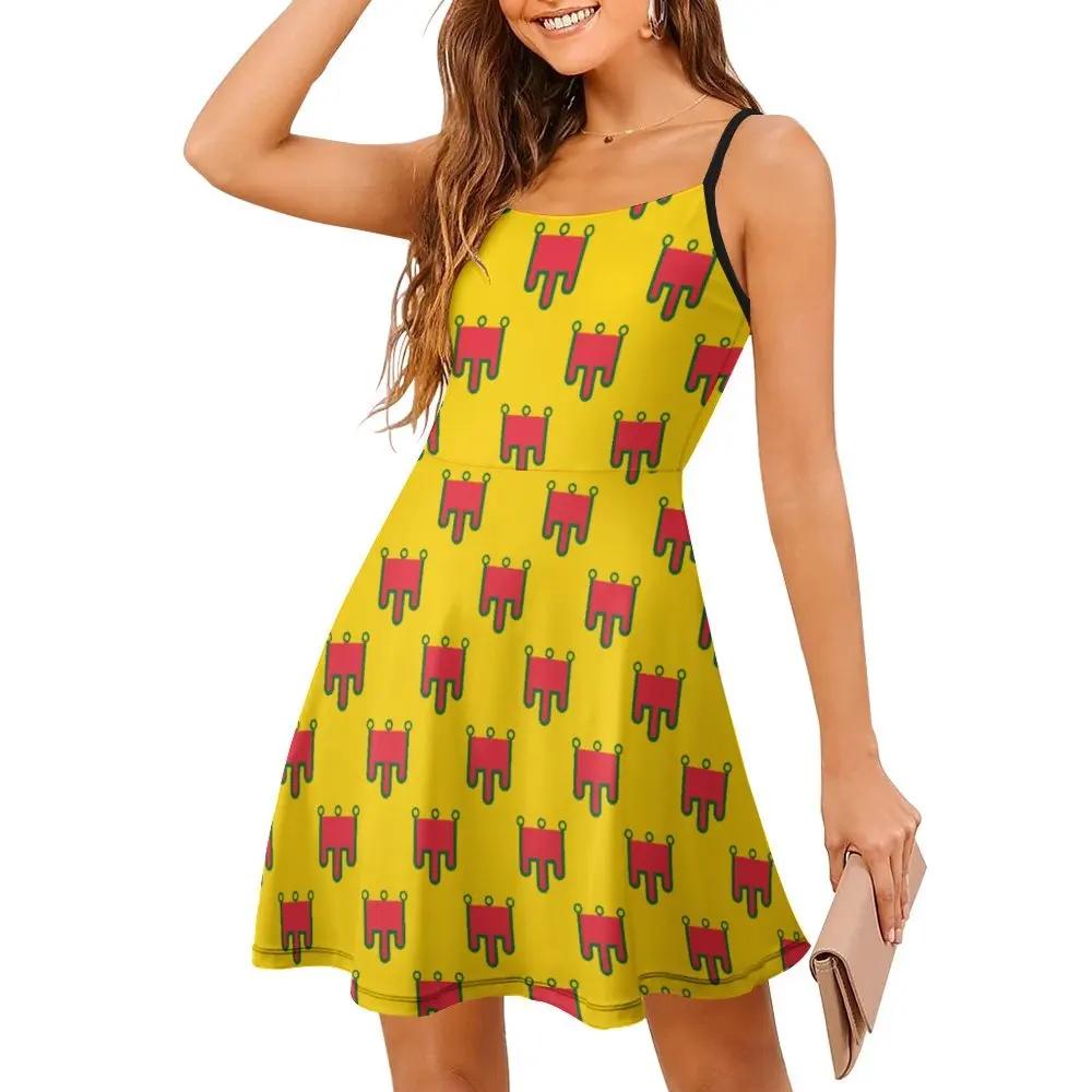 

Flag of Auvergne Women's Sling Dress Graphic Vintage Sexy Woman's Gown Geek Cocktails The Dress