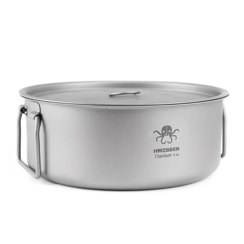 

Titanium Cook Soup Pot Portable Outdoor Camping Travel Cooking Stock Utensils with Handle Titanium Large Capacity Tools