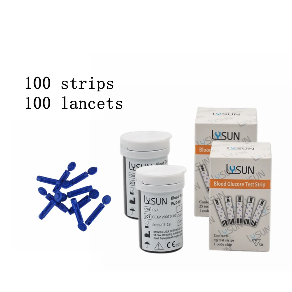 Blood Glucose Monitor Lysun Blood Glucose Meter Test Strips with Lancets Blood Sugar Diabetes Tester Household Tiny Speciman BGM-101