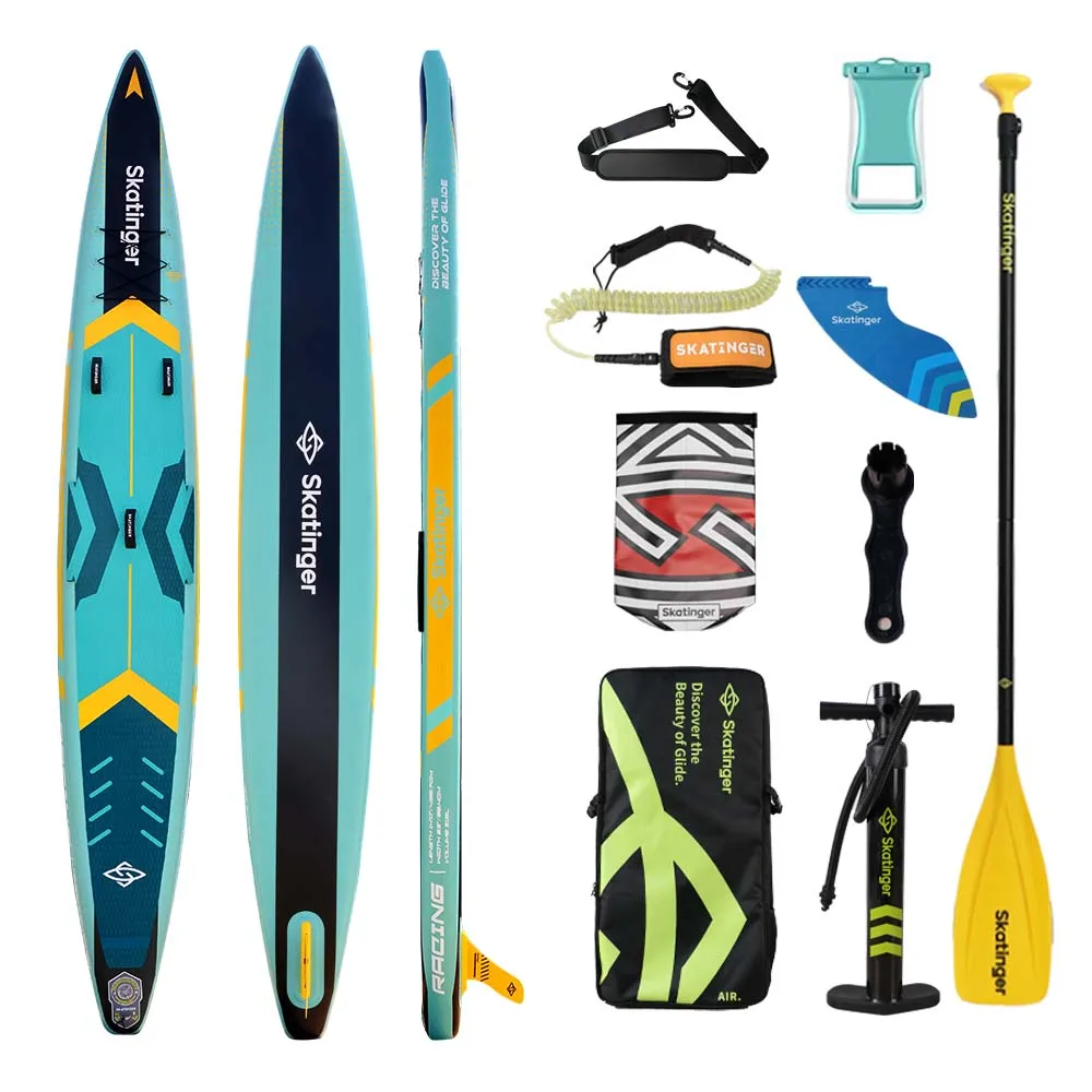 Skatinger Hot Sale Professional Race 14' SUP Paddle Board Inflatable Stand Up Paddleboard Racing Surfboard For Competition