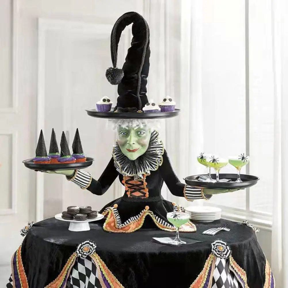 

Halloween Witch Tabletops Server with Harlequin Tablecloth Halloween Cupcake Witch Display Stand Home Decoration Wholesale