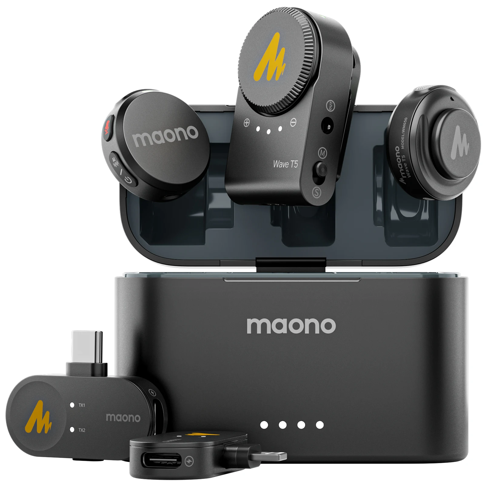 Maono Wave T5 Wireless Lapel Microphone Mini Voice Filter