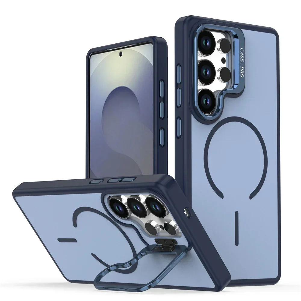 Magsafe Magnetic Metal Stand Liquid Silicone Case