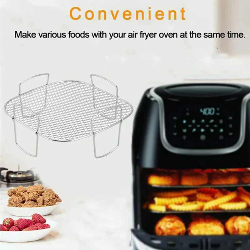 Air Fryer Rack Grilling Rack Stainless Steel Stackable Multi-Purpose Cooking Toast Basket Tray Air Fryer Accessories