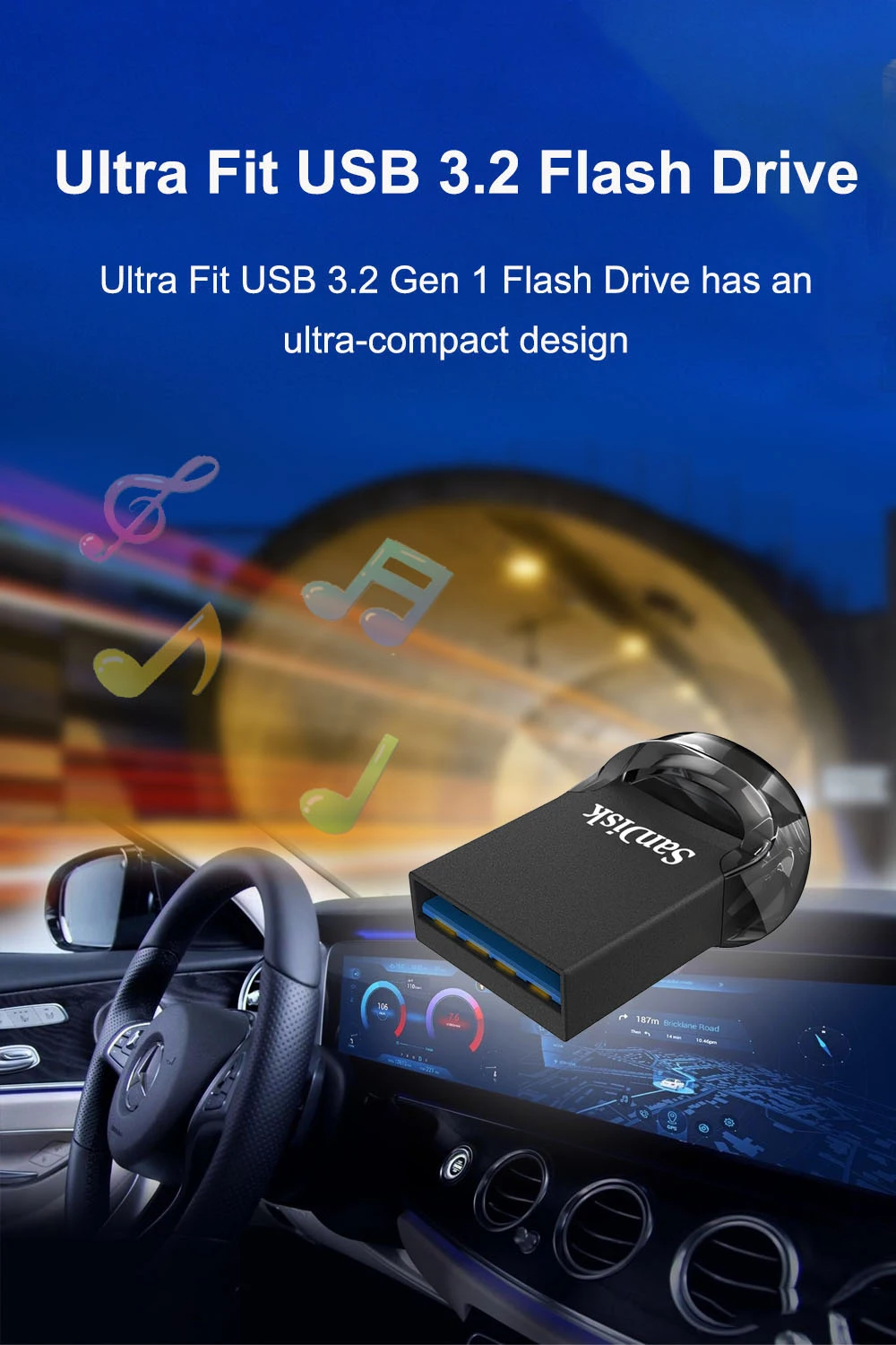 USB Flash Drive SanDisk CZ430 USB3.2 Mini Speed up to 400MB 128GB 64GB 32GB For Laptop TV Car flash drive usb flash drive