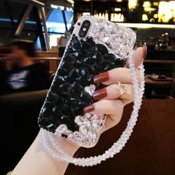 Stunning 3D Bling Crystal Rhinestone Soft Back Case Cover with Diamonds for Honor 70 Pro (Beige)