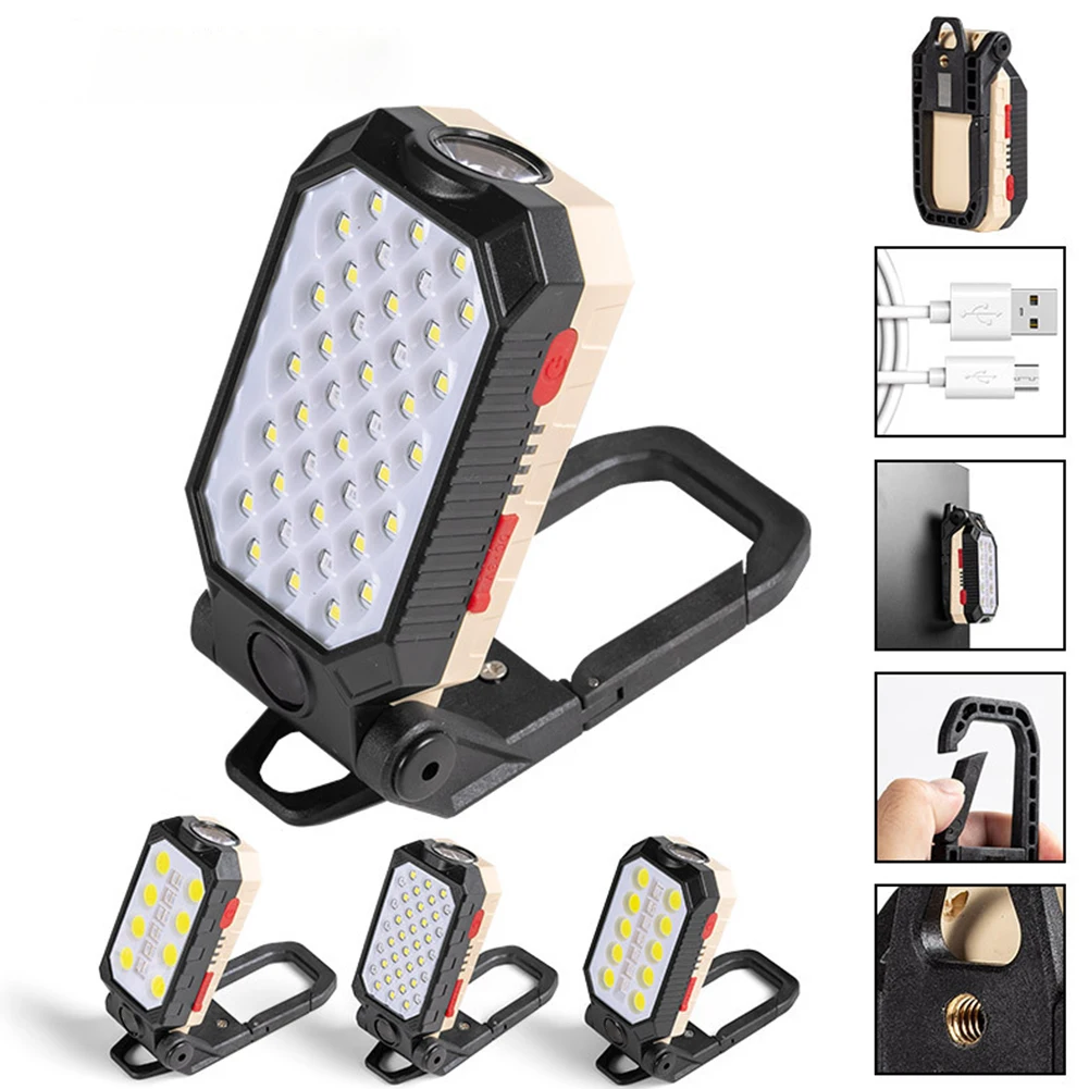 

New Mini COB Work Light With Battery Indicator Adjustment Bracket 4 Modes Usb Rechargeable Camping Light With Strong Magnet