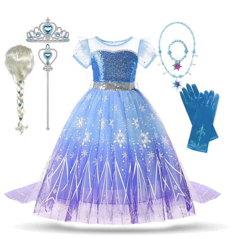 Abiti da ragazza Elsa Costume da principessa Fantasia con