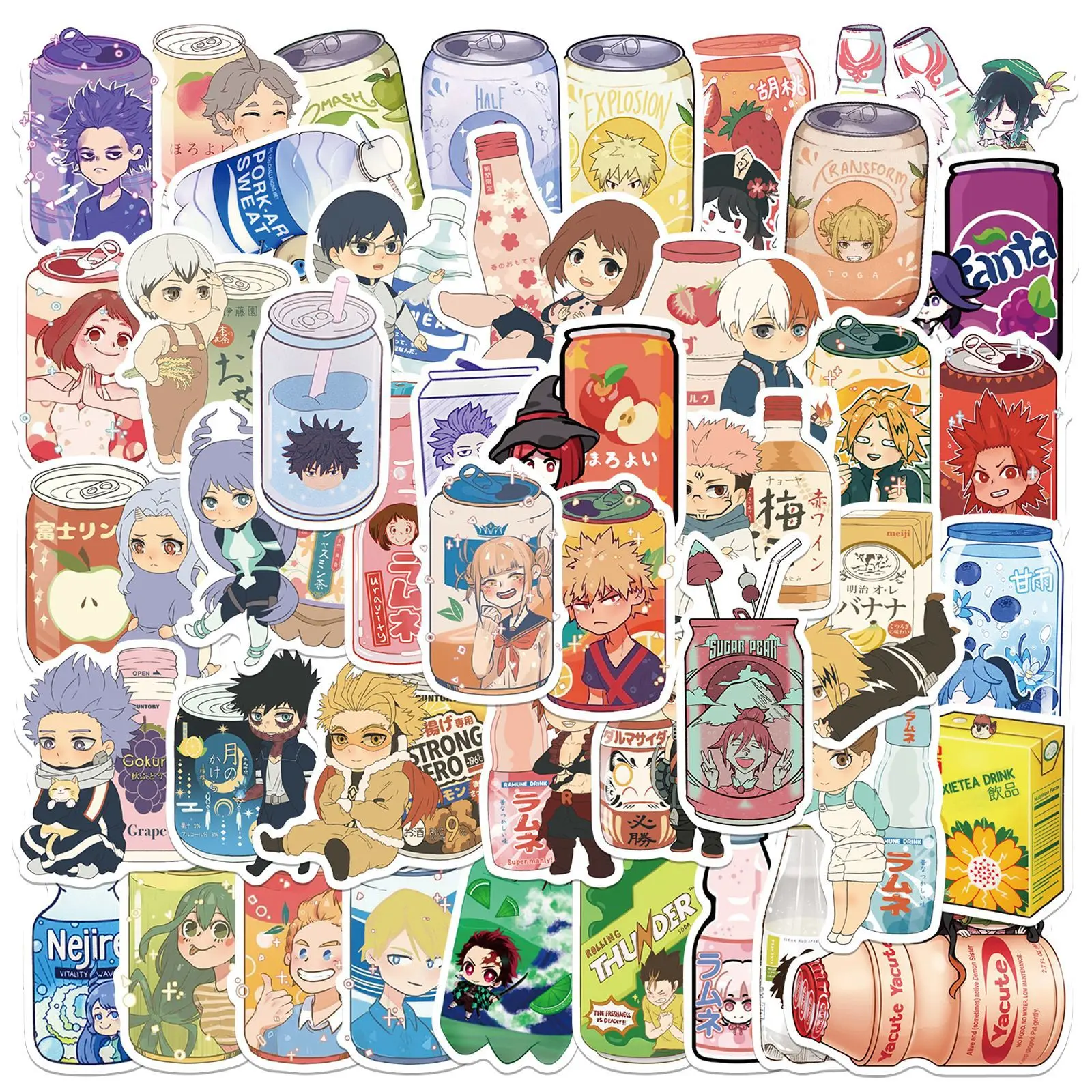 10/30/50pcs Bubble Water Beverage Cartoon Anime Characters  Stickers Creative Kids Toys Funny Diy Phone Guitar Decal  Stickers