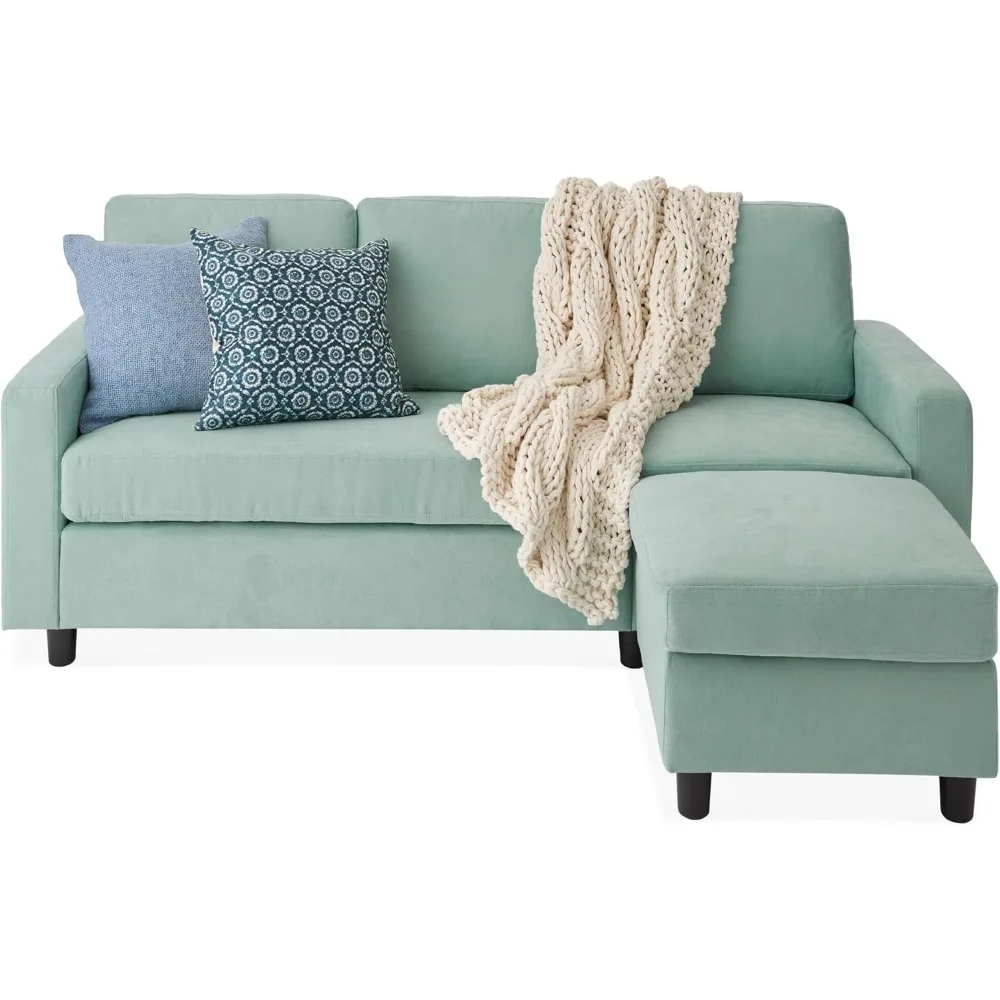 Upholstered Sectional Sofa for Home, Apartment, Dorm, Bonus Room, Compact Spaces w/Chaise Lounge, 3-Seat, L-Shape Design, Rever