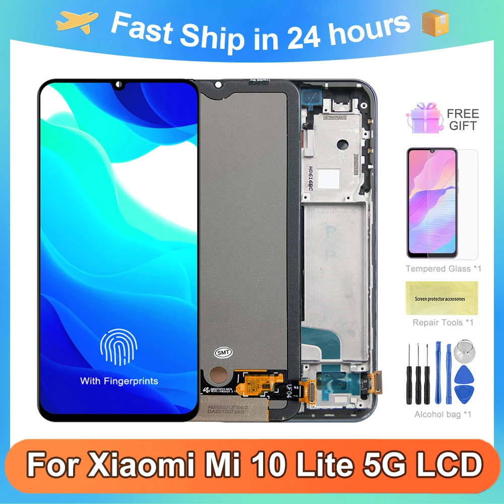 

6.57" Original Screen For Xiaomi Mi 10 Lite 5G Lcd Display Touch Screen Digitizer Assembly Replacement Mi 10 Lite M2002J9G LCD