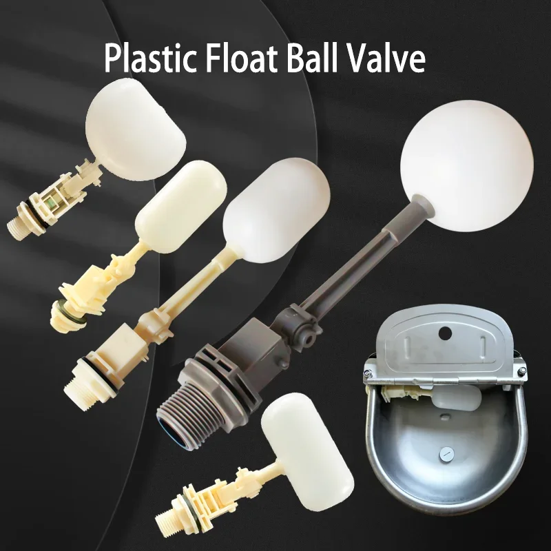 1pc Automatic Water Float Valve Water Level Controller Plastic Float Ball Valve For Livestock Bowls Horse Cattle Dog Cat