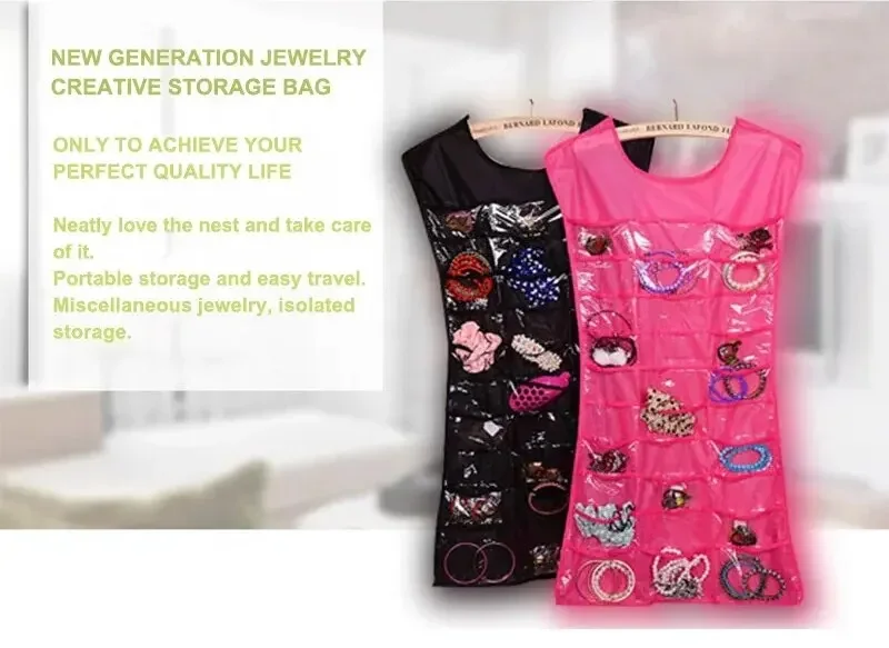 Description Picture 3 of itemDouble Sided Hanging Jewelry Organizer Large Jewelry Storage Bag Jewelry Holder Display Necklace Bracelet Earring Ring Pocket