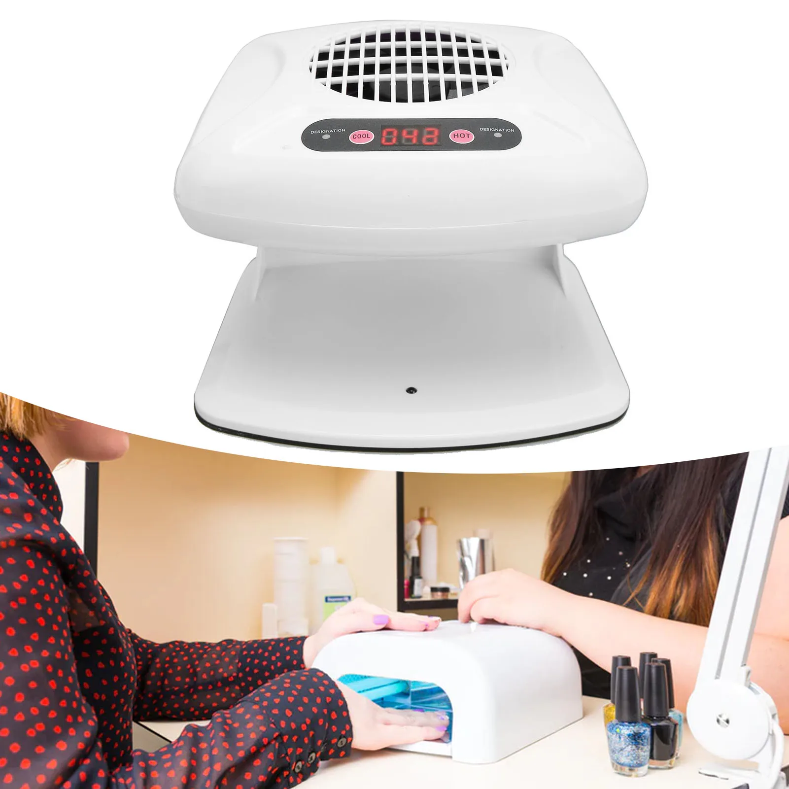 Nail Fan Blow Dryer Single Hand Nail Air Dryer Warm Cool Wind Automatic Sensor Nail Fan Blow Dryer for Home Salon White - 6