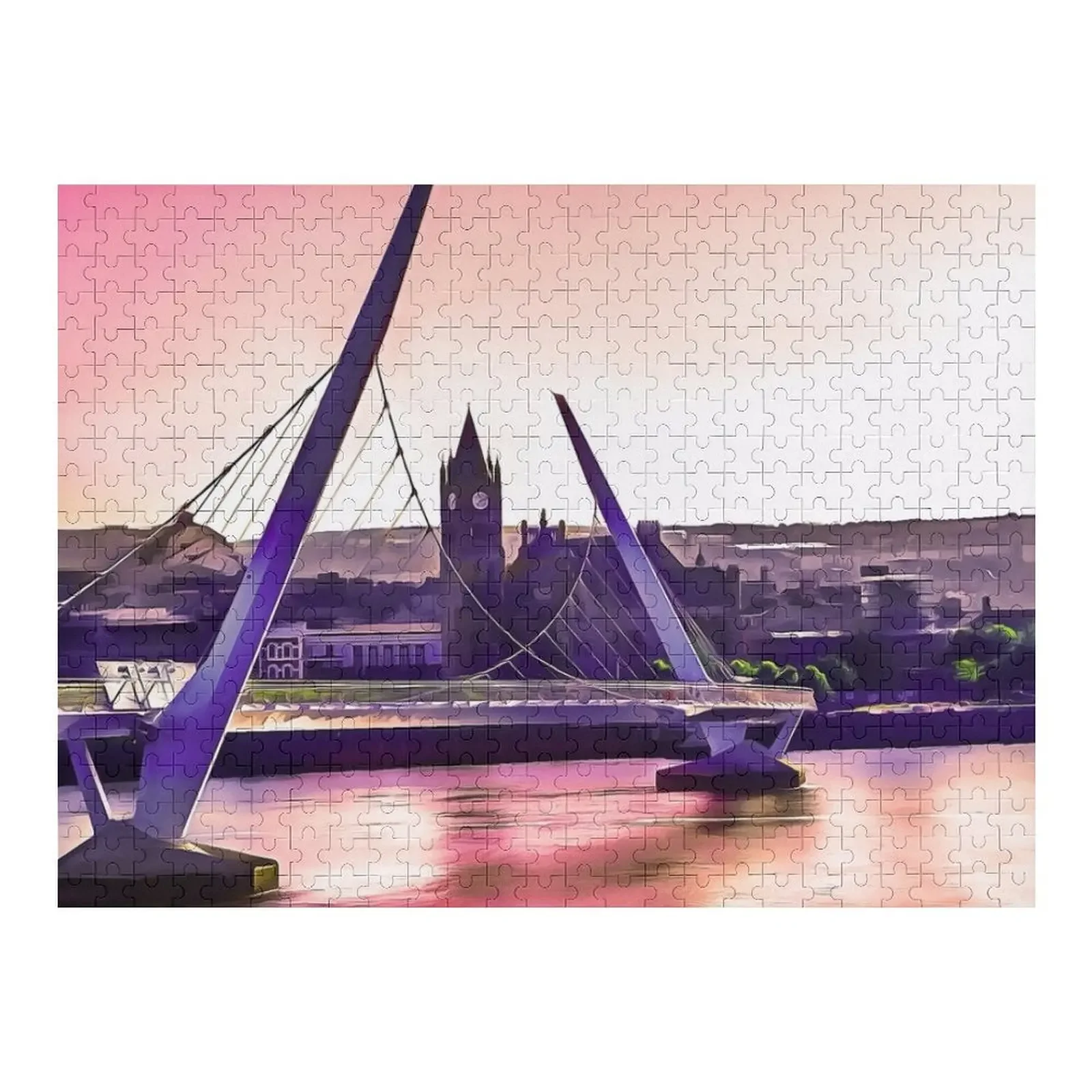 Derry / Londonderry Peace Bridge. (Painting.) Jigsaw Puzzle Custom Gift Wooden Jigsaws For Adults Puzzle