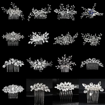 New Silver Alloy Hair Comb Handmade Pearls Rhinestones Fashion Metal Headpiece Elegant Hair Jewellery Accessory For Women 1