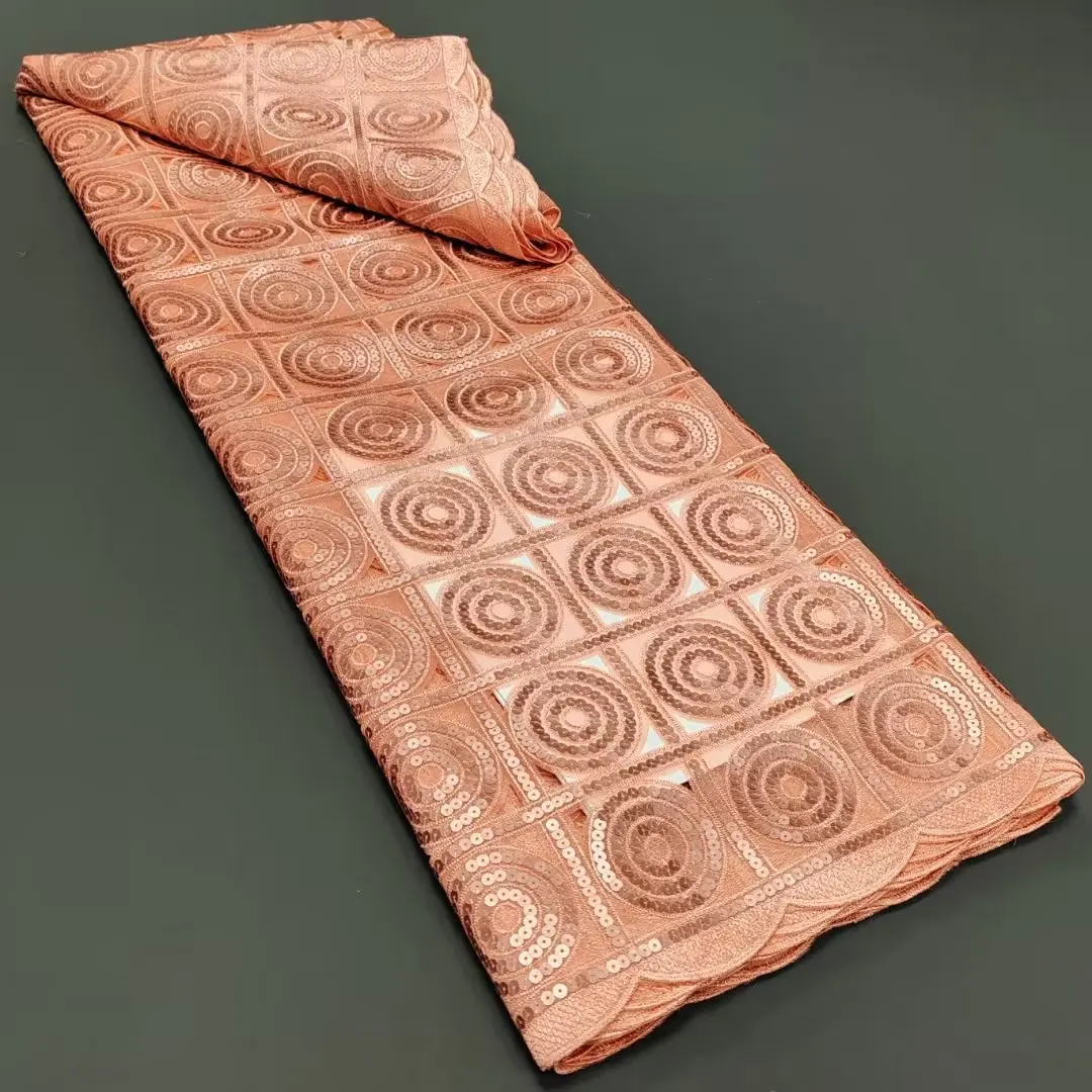 

African Organza Lace Fabric 2023 High Quality French Lace With Sequins Fabric For Women Dresses 5Yard/lot