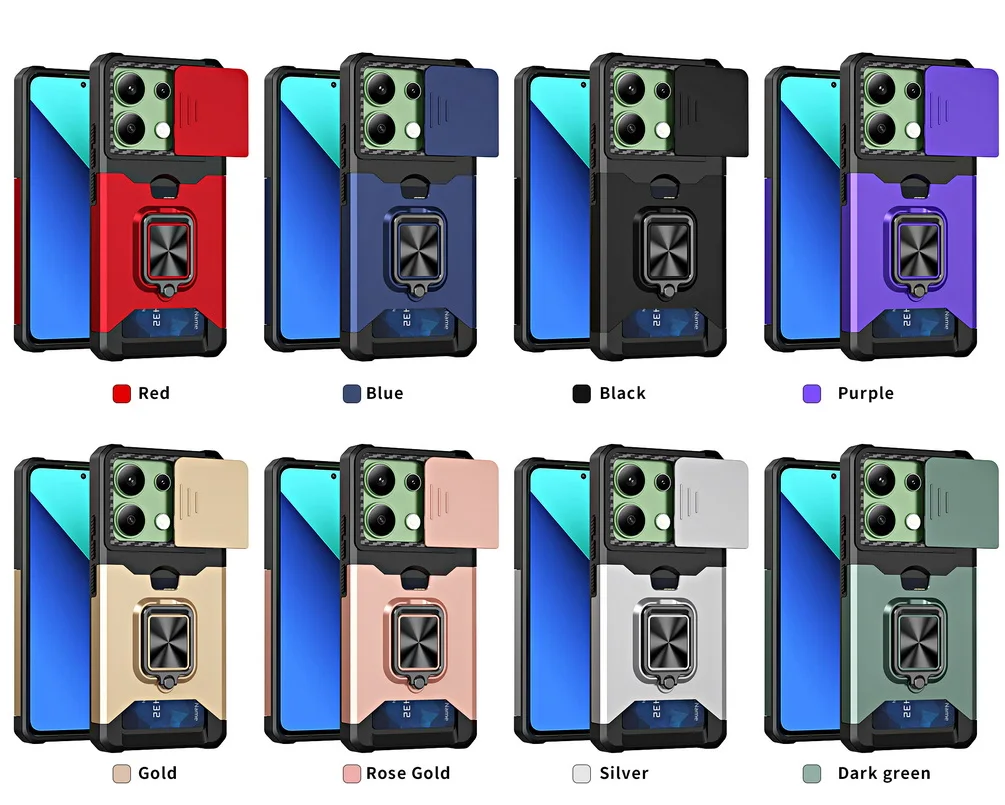 Versatile Card Slot Finger Ring Camera Protection Armor Case