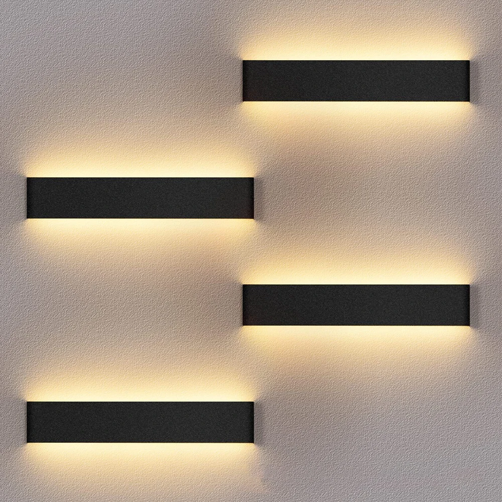 LED 실내 벽 램프, 침실 거실 침대 옆 램프, 위 아래 조명, 홈 블랙 화이트 배경 벽 조명 기구, 12W