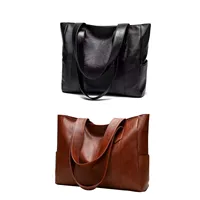 Big Soft Leather Bag Female 2025 New Tide Version Of Everything Simple Large Capacity Tote Single Shoulder Handbag - Image 2