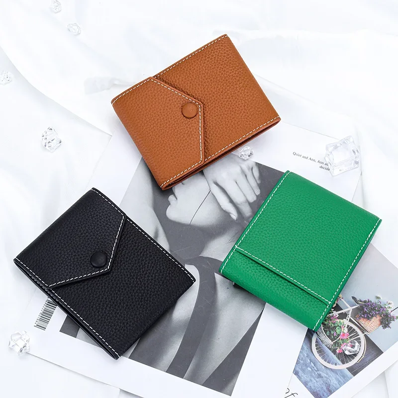 Men Wallet Genuine Leather Card Holder for Male Brand Envelope Design Credit Card Case Holder Dollar Money Clip Wallet for Women