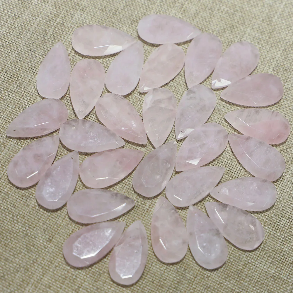 Free Shipping Natural Rose Quartz Drop Cut Pendant Necklace Charm Fashion Jewelry Making Diy Earring Accessories Wholesale 10Pcs