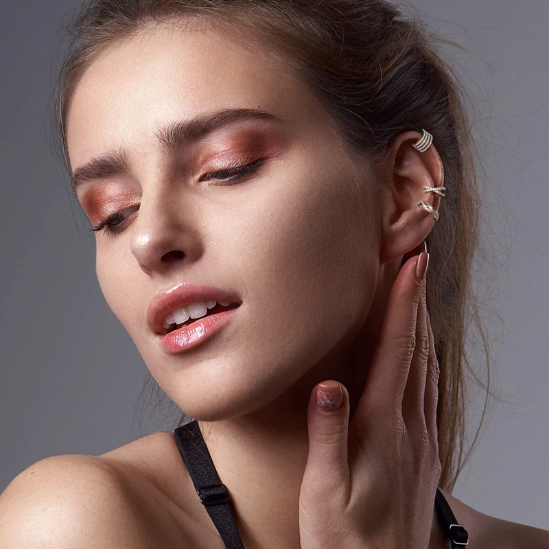 Ear Clip Earrings Clip Earrings Ear Clip 3 pieces of 316 l stainless steel Mosaic zircon fashion lady ear clip