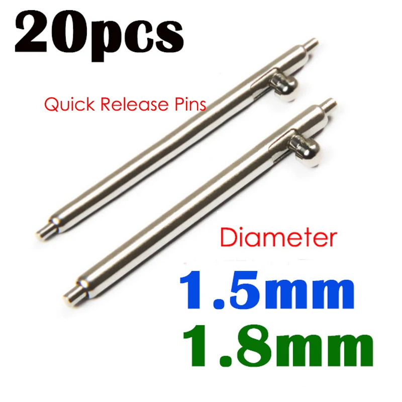 20pcs Quick Release Pins 1.5 1.8mm Diameter Watchband Pin for Smart Watch 12 13 14 15 16 17 18 19 20 22 23 24mm Strap Spring Bar