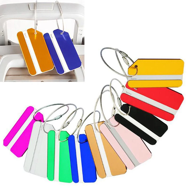 

1PC New Baggage Suitcase Backpack Luggage Tags Name Label Holder for Women Men Aluminium Metal Travel Accessories