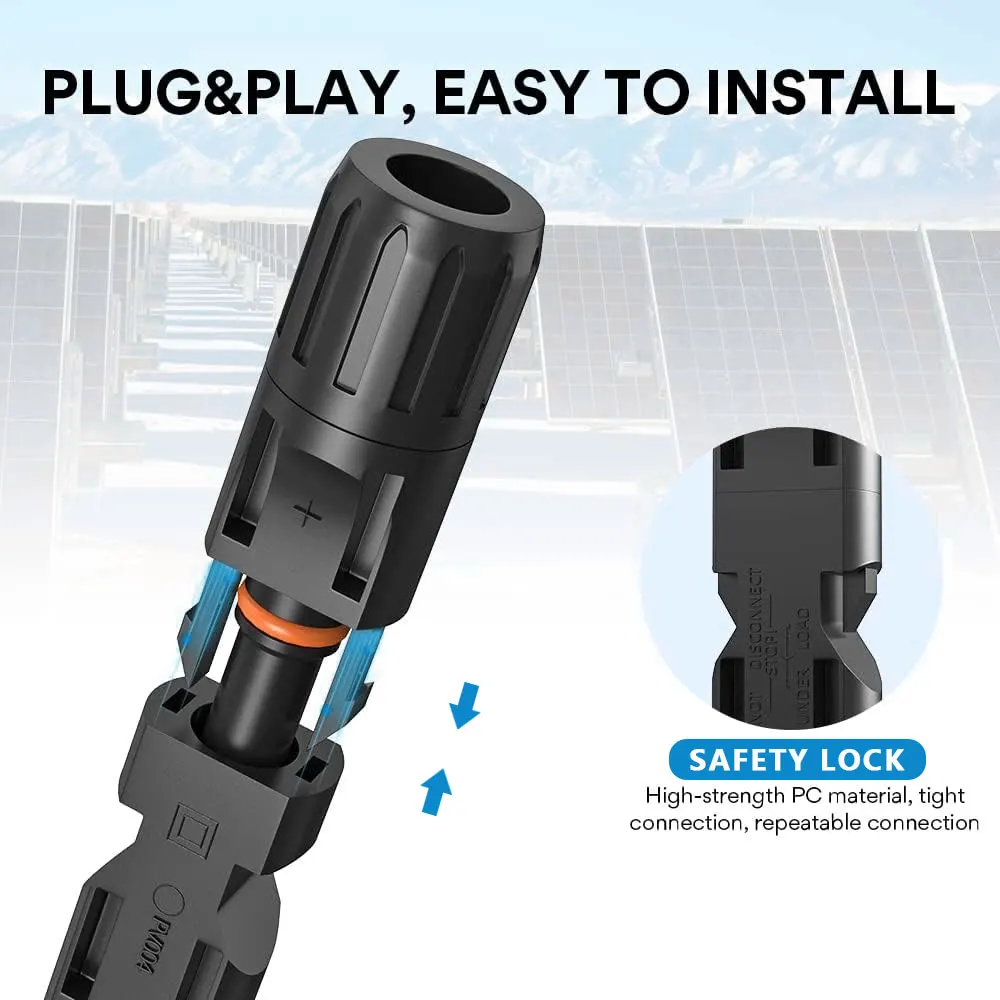 Waterproof PV Cable Connector Set for Solar Panel Systems and Wire Connection